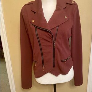Moto inspired jacket with rose tone details